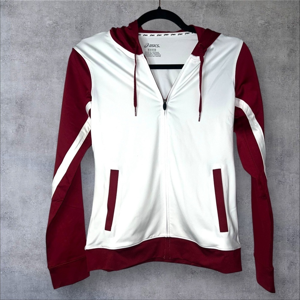 Asics White‎ and Red Long Sleeve Hoodie